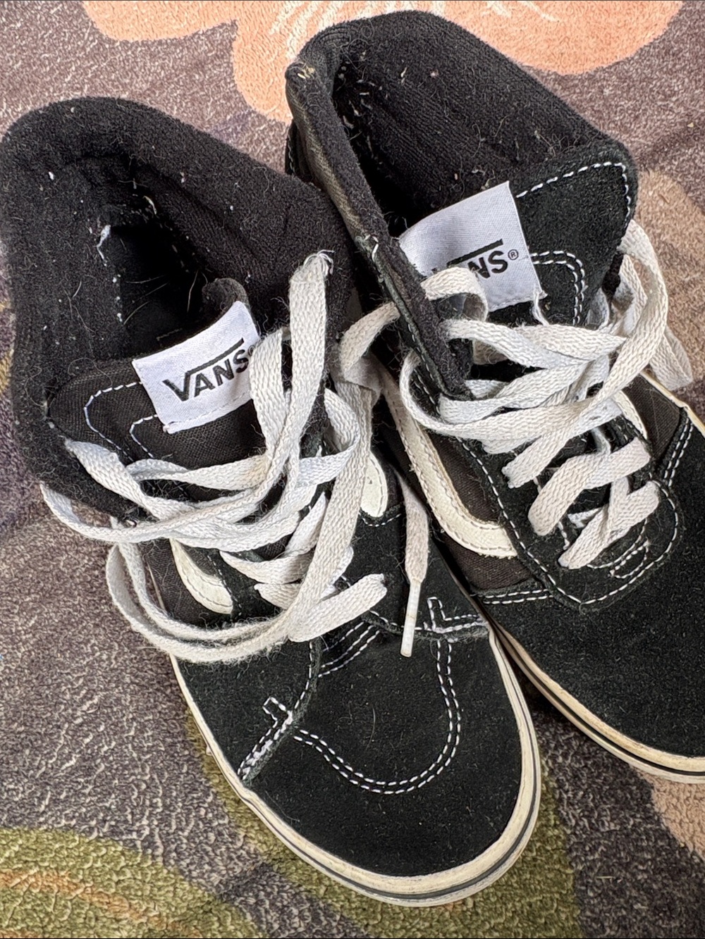 Vans Kids Black and White High-Top Skate Sneakers